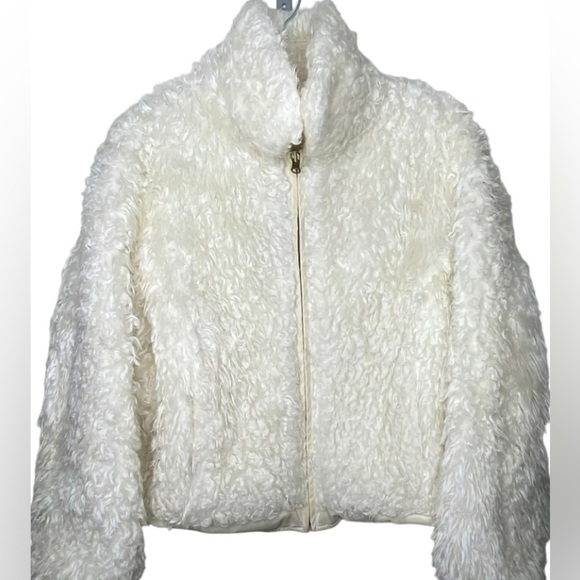 Giacca Gallery Women's Faux Fur Fluffy Winter Coat L White Pockets Lined Zipper - Picture 1 of 13